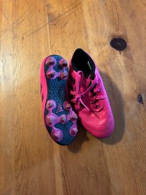 adidas Youth Hot Pink Soccer Shoes with Black Accents